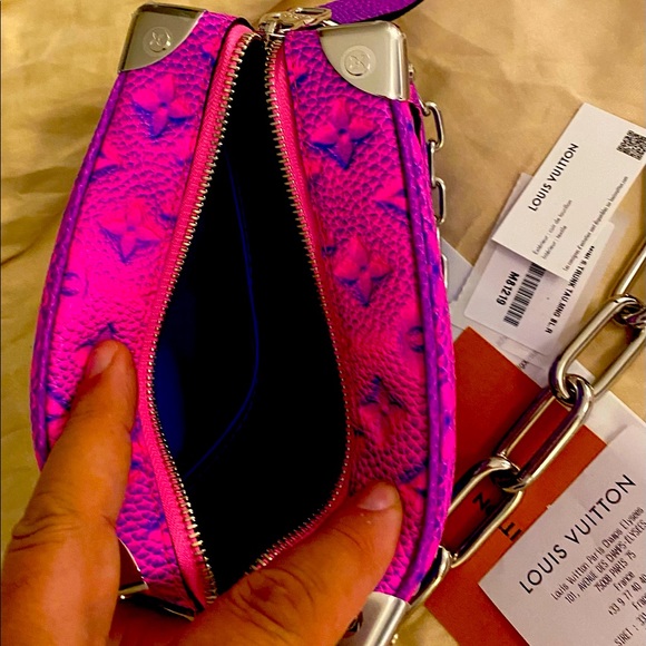 Mini S Trunk Rau Mng BL R Rose Bull Calfskins Leather Cross Body Bag - Picture 4 of 9